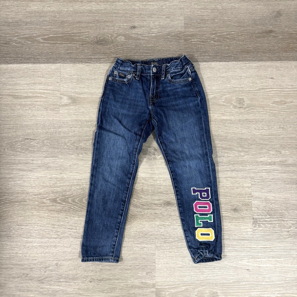 Polo Ralph Lauren The Astor Slim‎ Boyfriend Denim Spell Out Logo Jeans Girls 5